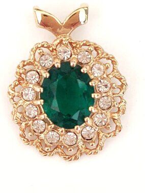 Elegant faux emerald and faux diamond pendant